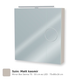 Tboss Mirror Box Senna 75 tükrös felsőszekrény, 2 ajtós, 55 cm-es LED-lámpával, Matt kasmír