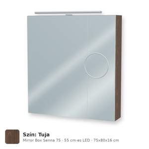 Tboss Mirror Box Senna 75 tükrös felsőszekrény, 2 ajtós, 55 cm-es LED-lámpával, Tuja