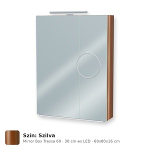 Tboss Mirror Box Tressa 60 tükrös felsőszekrény, 2 ajtós, 30 cm-es LED-lámpával, Szilva