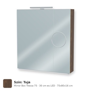 Tboss Mirror Box Tressa 75 tükrös felsőszekrény, 2 ajtós, 30 cm-es LED-lámpával, Tuja