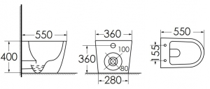 Inspiro Design Marabello álló WC ülőkével, vario kifolyás, rimless öblítés