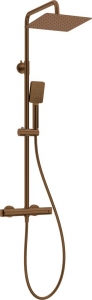 Therm zuhanyszett esőztetővel, termosztátos csapteleppel, szálcsiszolt bronz