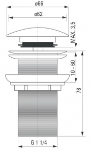 CLIC-CLACK FOR WASHBASIN, ROUND, WITHOUT OVERFLOW