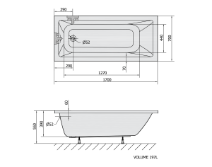 Sapho POLYSAN NOEMI elefántcsont akril kád