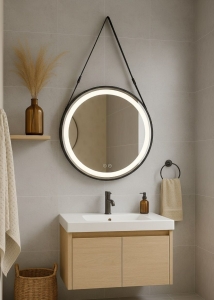 Inspiro Design Ora Smart kör alakú, szálcsiszolt fekete keret, keretvilágítással