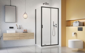 Radaway Alienta Black DWJ+S szögletes fekete zuhanykabin