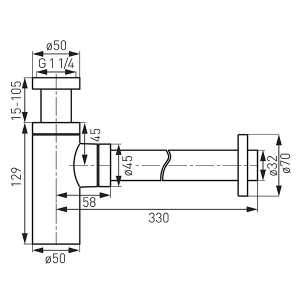 Ferro Hengeres búraszifon G5/4 x 32 mm, fekete