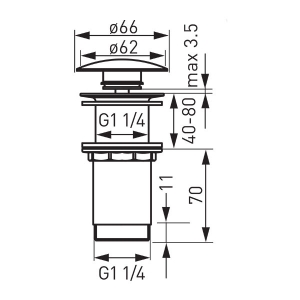 Ferro G5/4 magasított lefolyószelep ráépíthető mosdókhoz