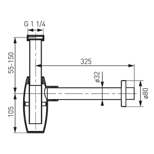 Ferro Ovális búraszifon G5/4  32 mm, króm