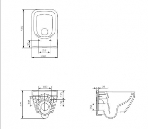 Cersanit CREA SZÖGLETES FALI WC+ SLIM LECSAPÓDÁSMENTES EASY-OFF WC TETŐ