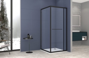 SANOSLIM sarokkabin toló-forgó ajtóval, fekete