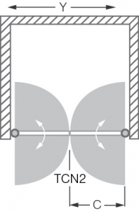 Roltechnik TCN2 két szárnyú zuhanyajtó két fal közé