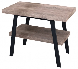 TWIGA mosdótartó asztal, 80x72x50cm, matt fekete/rusztikus dió (VC442-80-3)