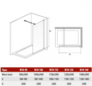 Aquatrend Walk-in W10 zuhanyfal 10mm üveggel