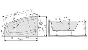 Sanplast Aszimmetrikus kád ELŐLAP_OWA (L/P)/ FREE