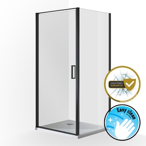 Quadrum Black 1 nyílóajtós szögletes zuhanykabin - Easy Clean bevonattal