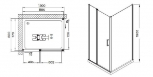 Wellis Triton egy nyílóajtós szögletes zuhanykabin 120x80