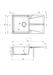 CORIO - Gránit mosogató, 1 medencés csepegtetővel - bézs