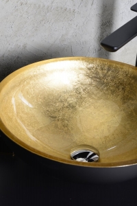 Sapho MURANO BLACK-GOLD üvegmosdó 40x14cm, arany/fekete (AL5318-77)