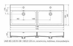 Bold 120 cm dupla mosdó