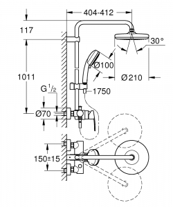 Grohe Tempesta Cosmopolitan System 210 zuhanyrendszer egykaros csapteleppel