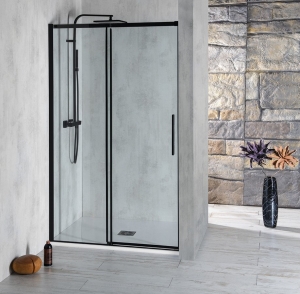 POLYSAN ALTIS LINE zuhanyajtó, 1300mm, matt fekete, transzparent üveg (AL4012B)