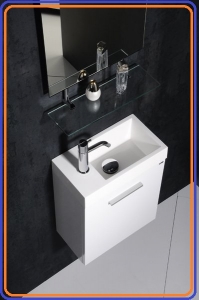 LATUS IV mosdótartó szekrény, öntöttmárvány mosdóval, balos/jobbos, 49,5x50x24,5cm, Fehér és RAL színben (55570)