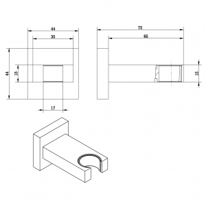 Fix kézizuhanytartó, 1/2", króm (AQ586)