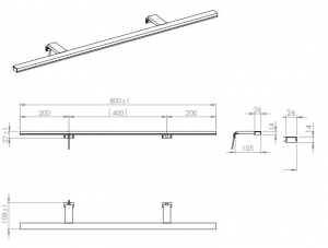 AREZZO LED Lámpa ESTHER 80cm IP44 4000K króm