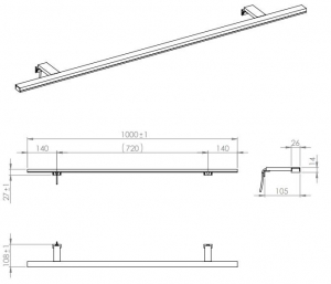 AREZZO LED Lámpa ESTHER 100cm IP44 4000K króm