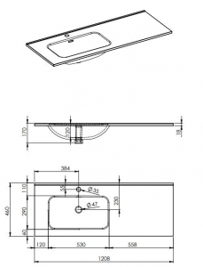AREZZO design SKAPPA 120 cm-es mosdó (80+40) balos