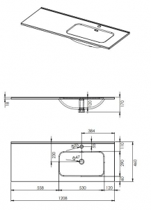 AREZZO design SKAPPA 120 cm-es mosdó (80+40) jobbos
