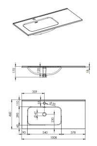 AREZZO design SKAPPA 100 cm-es mosdó (60+40) balos