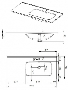 AREZZO design SKAPPA 100 cm-es mosdó (60+40) jobbos