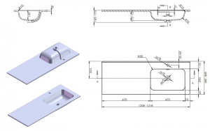 AREZZO design SKAPPA 120 cm-es mosdó (60+60) jobbos
