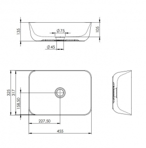 AREZZO design pultra ültethető mosdó RENI 46x33, matt beige