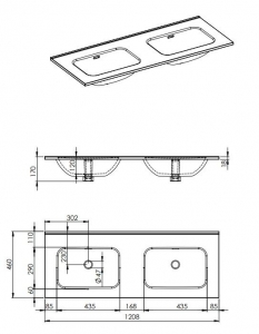 AREZZO design SKAPPA 120 cm-es dupla mosdó CSAPLYUK NÉLKÜL