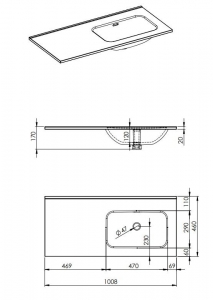 AREZZO design SKAPPA 100 cm-es mosdó (60+40) jobbos CSAPLYUK NÉLKÜL