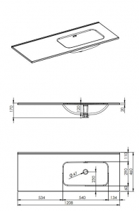 AREZZO design SKAPPA 120 cm-es mosdó (80+40) jobbos CSAPLYUK NÉLKÜL