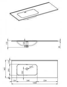 AREZZO design SKAPPA 120 cm-es mosdó (80+40) balos CSAPLYUK NÉLKÜL