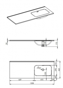AREZZO design SKAPPA 120 cm-es mosdó (60+60) jobbos CSAPLYUK NÉLKÜL