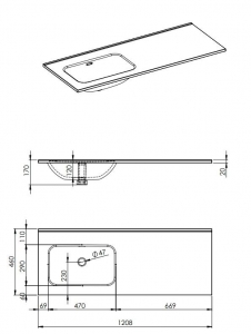 AREZZO design SKAPPA 120 cm-es mosdó (60+60) balos CSAPLYUK NÉLKÜL