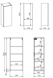 AREZZO design univerzális felsőszekrény bármely modellhez 40 cm-es, 1 ajtós (31,6) mf fehér