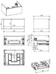 AREZZO design MONTEREY 60 cm-es alsószekrény 1 fiókkal matt fekete színben, szifonkivágással