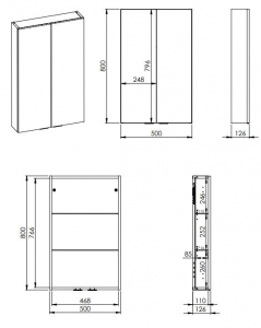 AREZZO design univerzális felsőszekrény bármely modellhez 50 cm-es, 2 ajtós (12,6) matt szürke