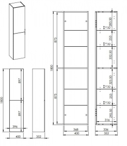 AREZZO design univerzális állószekrény bármely modellhez 40 cm-es, 2 ajtós, mf antracit