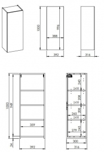 AREZZO design univerzális felsőszekrény bármely modellhez 40 cm-es, 1 ajtós (31,6) matt fekete