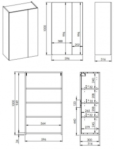 AREZZO design univerzális felsőszekrény bármely modellhez 60 cm-es, 1 ajtós (31,6) canela tölgy