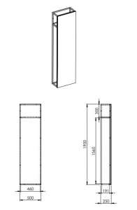 AREZZO design NEBO tükör canela tölgy polccal 50_190, matt fekete