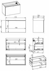 AREZZO design Malibu alsószekrény 90 1 fiók + 1 fiók , matt fekete